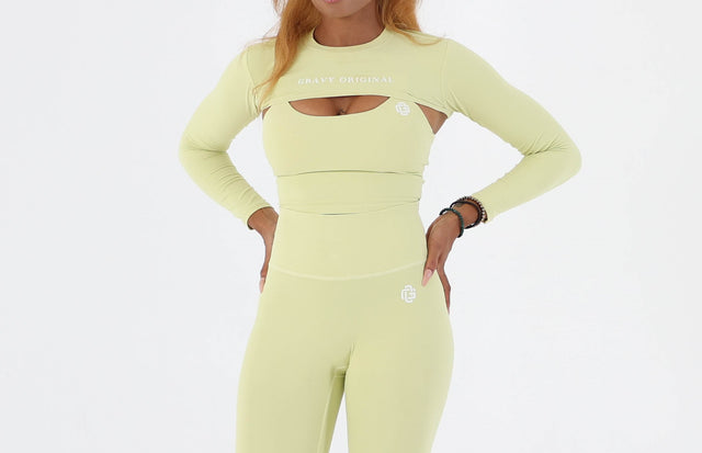VIGOR LONG SLEEVE SHRUG / TANK TOP - LIME GREEN