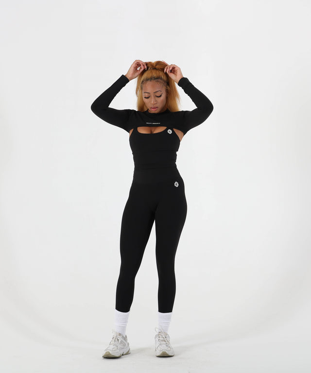 VIGOR LONG SLEEVE SHRUG / TANK TOP - BLACK